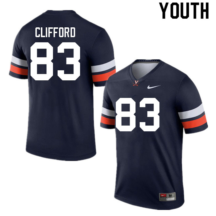Youth #83 Josh Clifford Virginia Cavaliers College Football Jerseys Sale-Navy - Click Image to Close